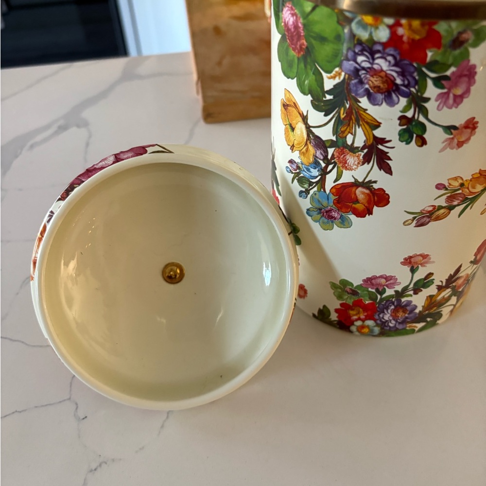 MacKenzie-Childs Multicolor Floral Canister with Gold Trim - Picture 3 of 5